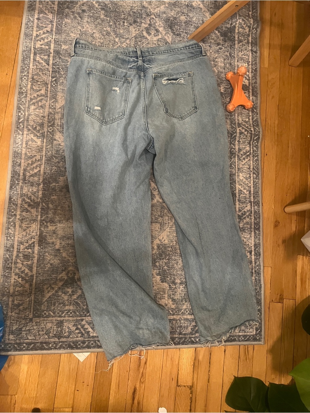 Ultra baggy Y2K Blue Distressed Straight-Leg Jeans